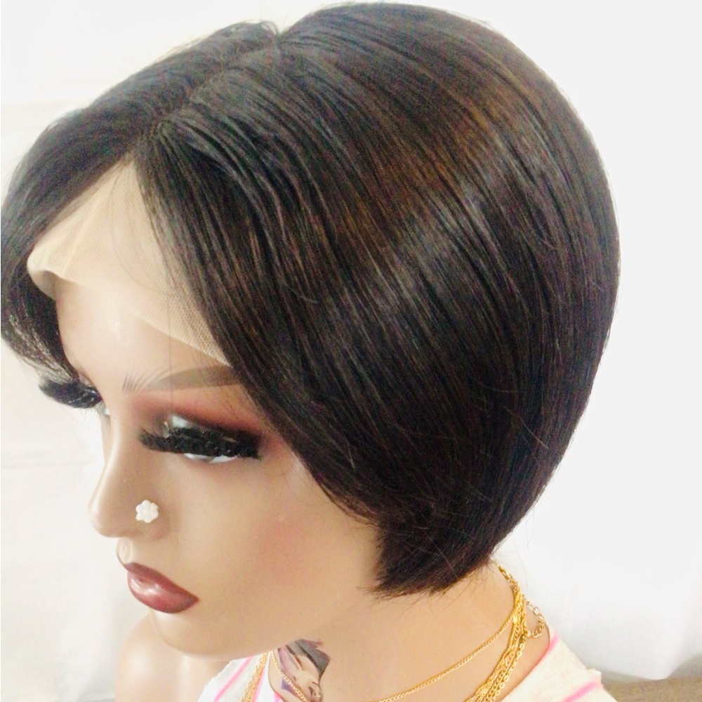 Human Wig Short Straight Bob For Woman Any Occasion 13x1 Lace